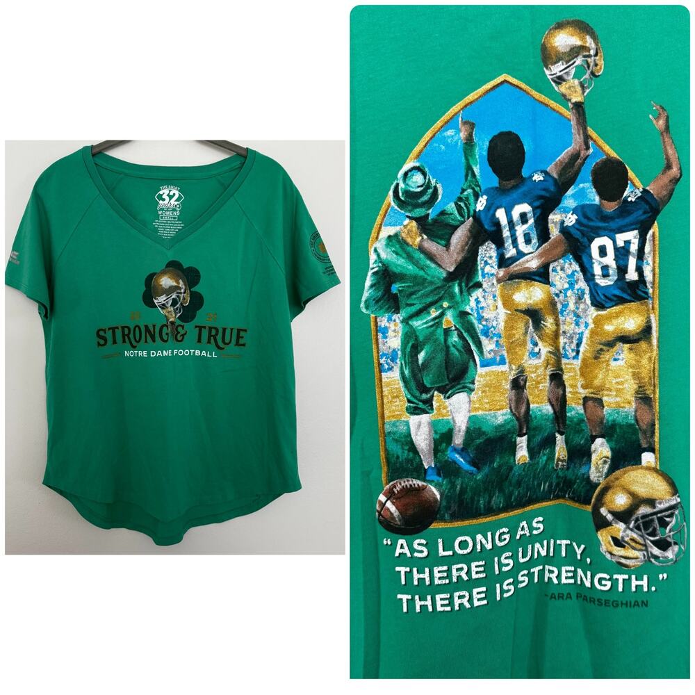 Colosseum Notre Dame Fighting Irish 2021 V-Neck Tee in Kelly Green